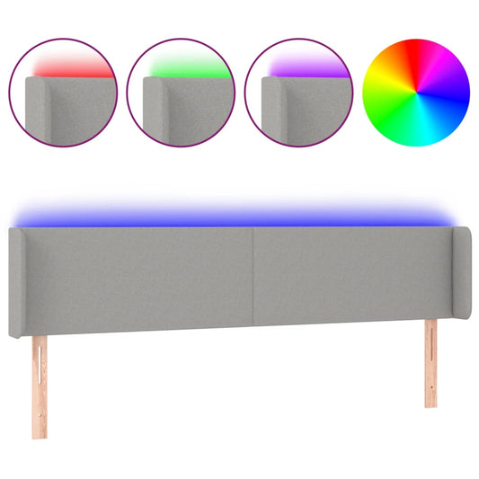 vidaXL Κεφαλάρι Κρεβατιού LED Ανοιχτό Γκρι 183x16x78/88 εκ. Υφασμάτινο