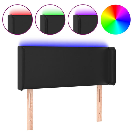 vidaXL Κεφαλάρι Κρεβατιού LED Μαύρο 93x16x78/88 εκ. Συνθετ. Δέρμα