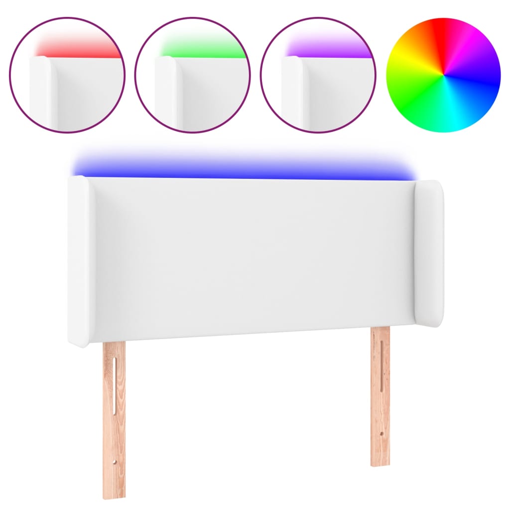vidaXL Κεφαλάρι Κρεβατιού LED Λευκό 93x16x78/88εκ. από Συνθετικό Δέρμα