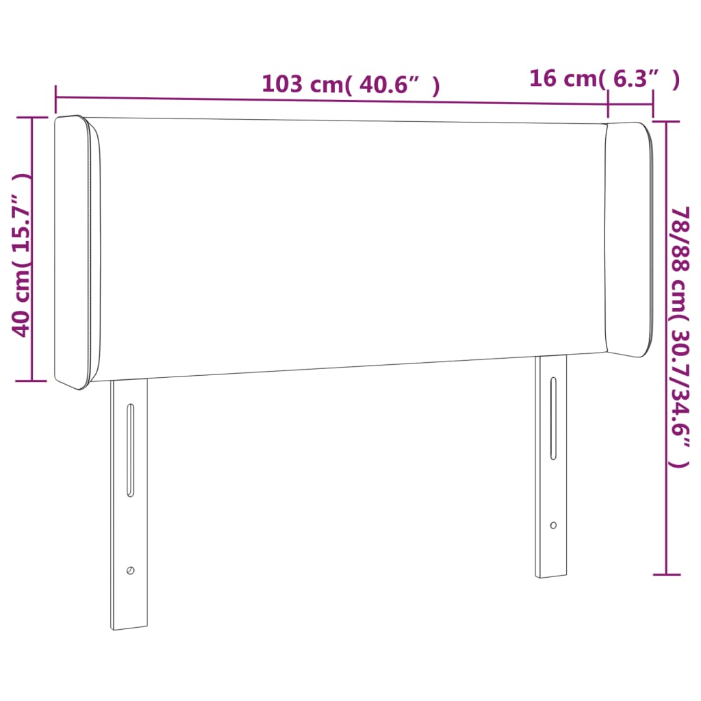 vidaXL Κεφαλάρι Κρεβατιού LED Λευκό 103x16x78/88 εκ. Συνθετ. Δέρμα