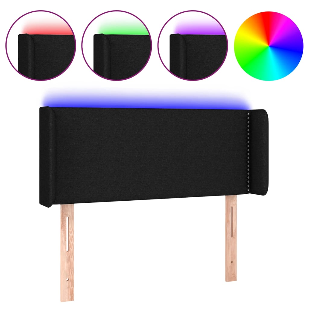 vidaXL Κεφαλάρι Κρεβατιού LED Μαύρο 93x16x78/88 εκ. Υφασμάτινο