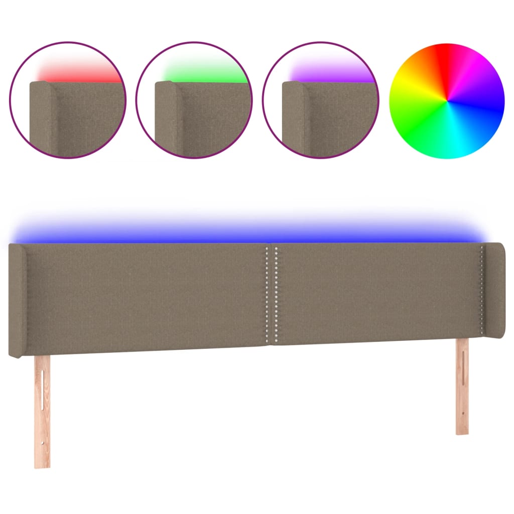 vidaXL Κεφαλάρι Κρεβατιού LED Taupe 203x16x78/88 εκ. Υφασμάτινο