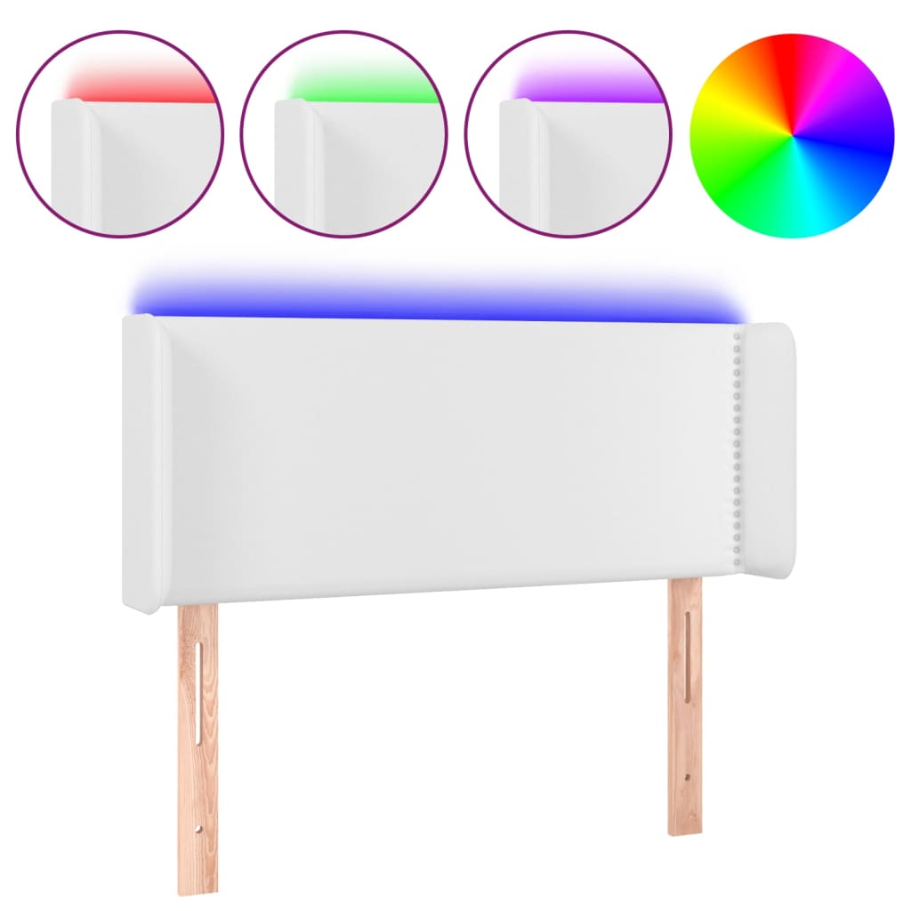 vidaXL Κεφαλάρι Κρεβατιού LED Λευκό 103x16x78/88 εκ. Συνθετ. Δέρμα