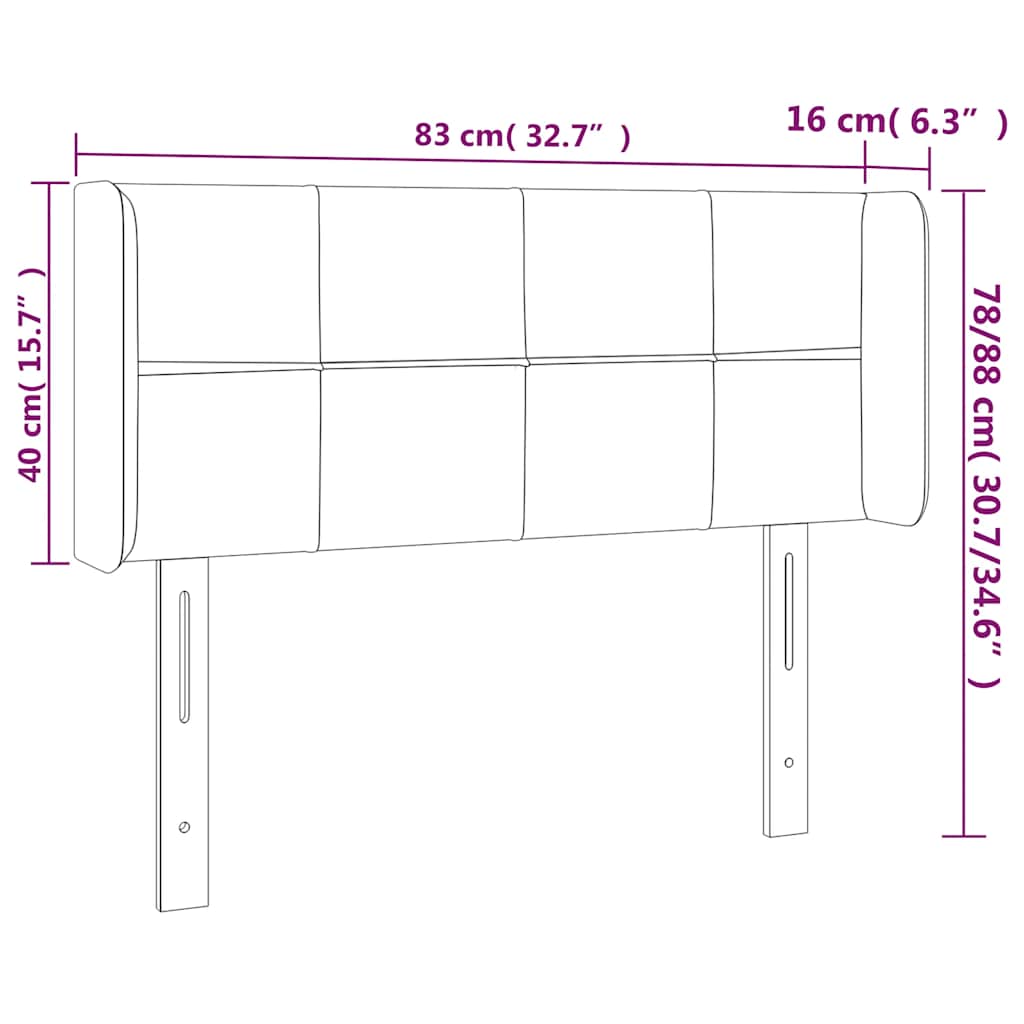 vidaXL Κεφαλάρι Κρεβατιού LED Σκούρο Πράσινο 83x16x78/88 εκ. Βελούδινο