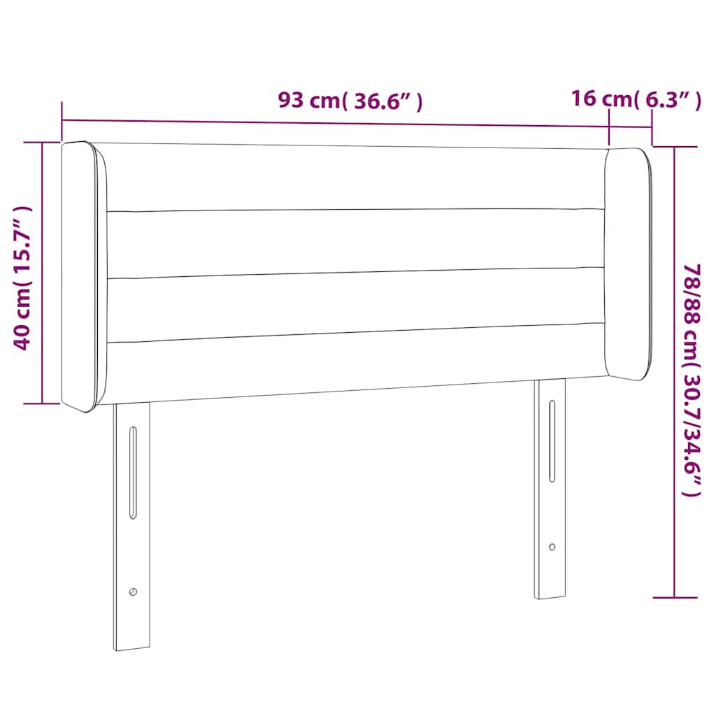 vidaXL Κεφαλάρι Κρεβατιού LED Σκούρο Πράσινο 93x16x78/88 εκ. Βελούδινο