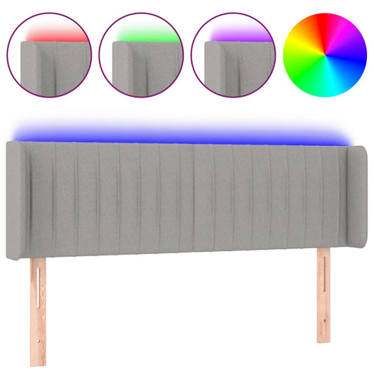 vidaXL Κεφαλάρι Κρεβατιού LED Ανοιχτό Γκρι 147x16x78/88 εκ. Υφασμάτινο