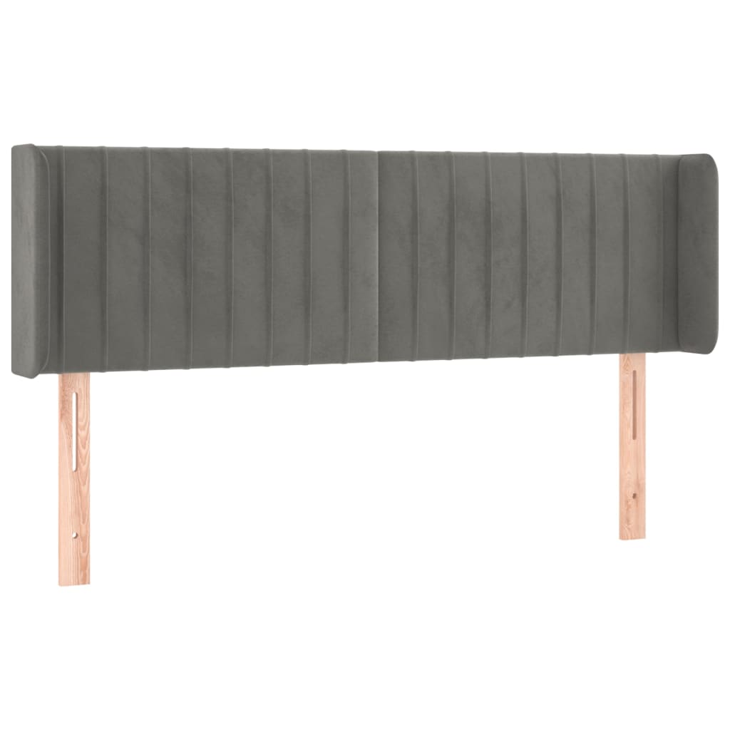 vidaXL Κεφαλάρι Κρεβατιού LED Ανοιχτό Γκρι 147x16x78/88 εκ. Βελούδινο