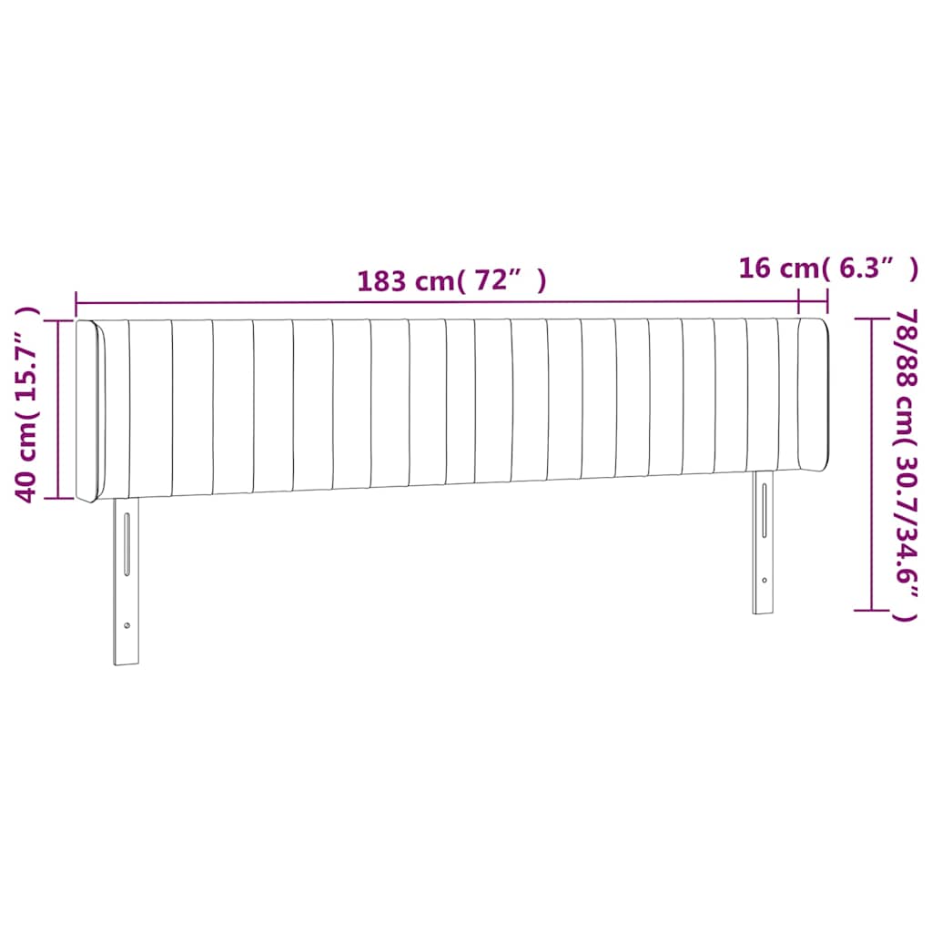 vidaXL Κεφαλάρι Κρεβατιού LED Σκούρο Πράσινο 183x16x78/88εκ. Βελούδινο