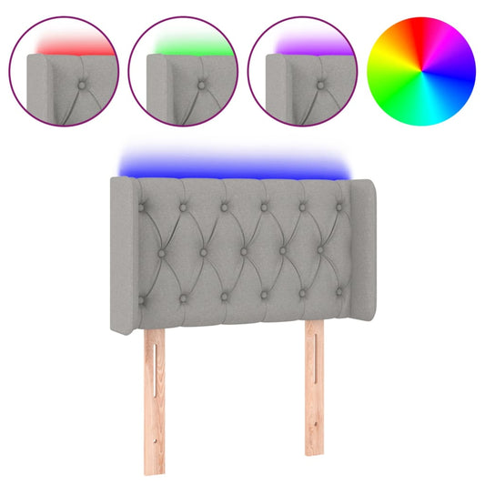 vidaXL Κεφαλάρι Κρεβατιού LED Ανοιχτό Γκρι 83x16x78/88 εκ. Υφασμάτινο