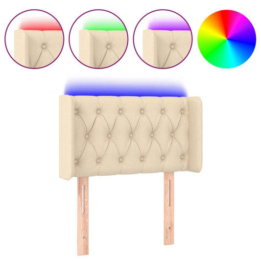 vidaXL Κεφαλάρι Κρεβατιού LED Κρεμ 83x16x78/88 εκ. Υφασμάτινο