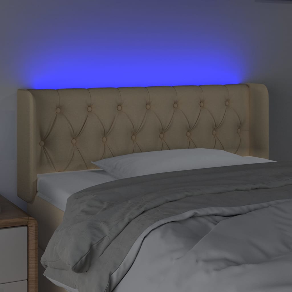 vidaXL Κεφαλάρι Κρεβατιού LED Κρεμ 103x16x78/88 εκ. Υφασμάτινο