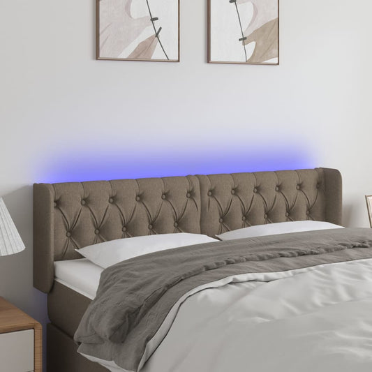 vidaXL Κεφαλάρι Κρεβατιού LED Taupe 163x16x78/88 εκ. Υφασμάτινο