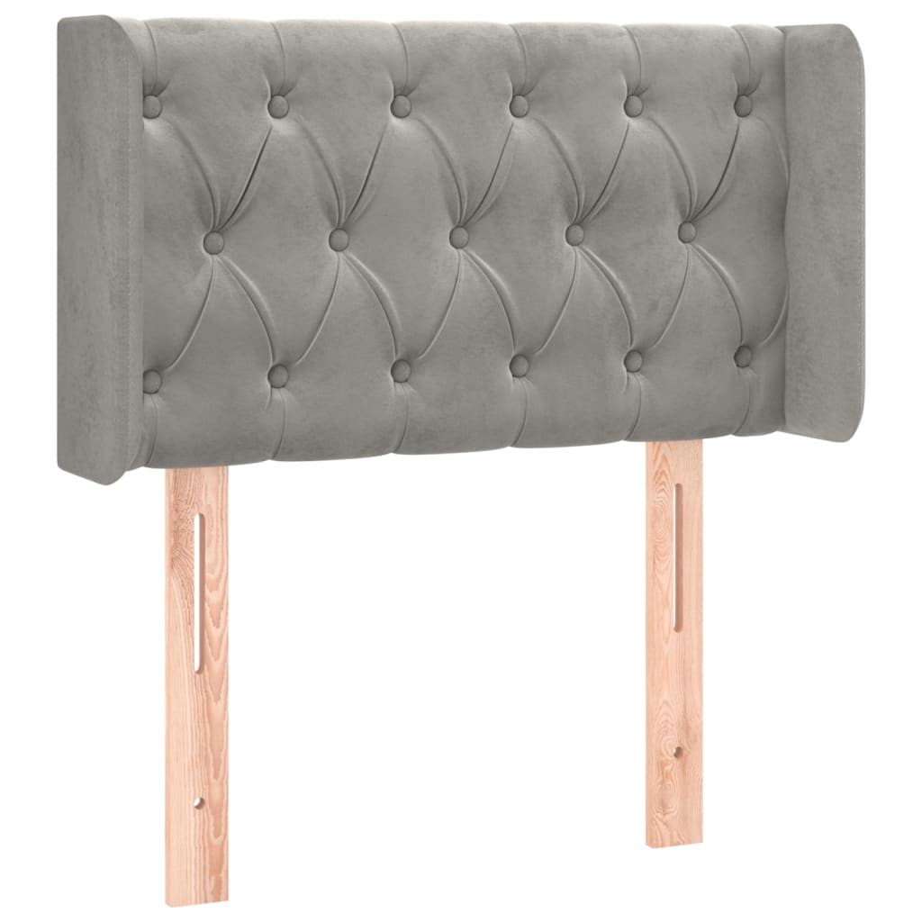 vidaXL Κεφαλάρι Κρεβατιού LED Ανοιχτό Γκρι 83x16x78/88 εκ. Βελούδινο