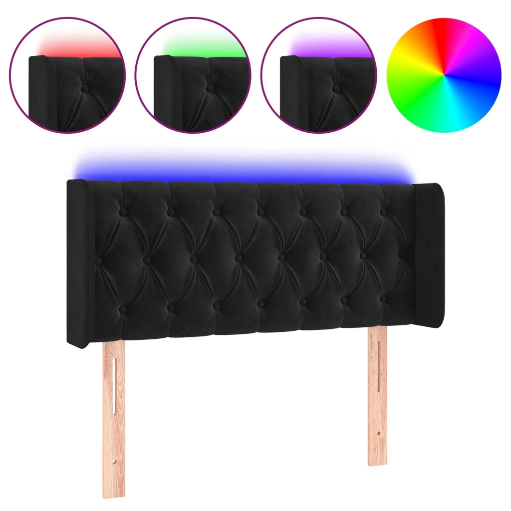 vidaXL Κεφαλάρι Κρεβατιού LED Μαύρο 93x16x78/88 εκ. Βελούδινο