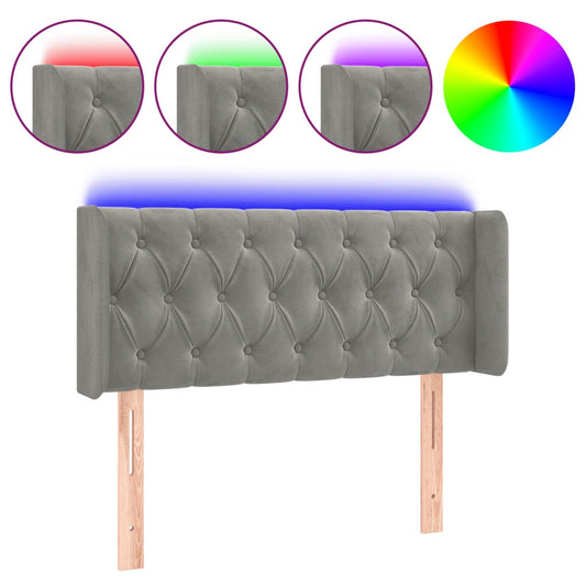 vidaXL Κεφαλάρι Κρεβατιού LED Ανοιχτό Γκρι 103x16x78/88 εκ. Βελούδινο