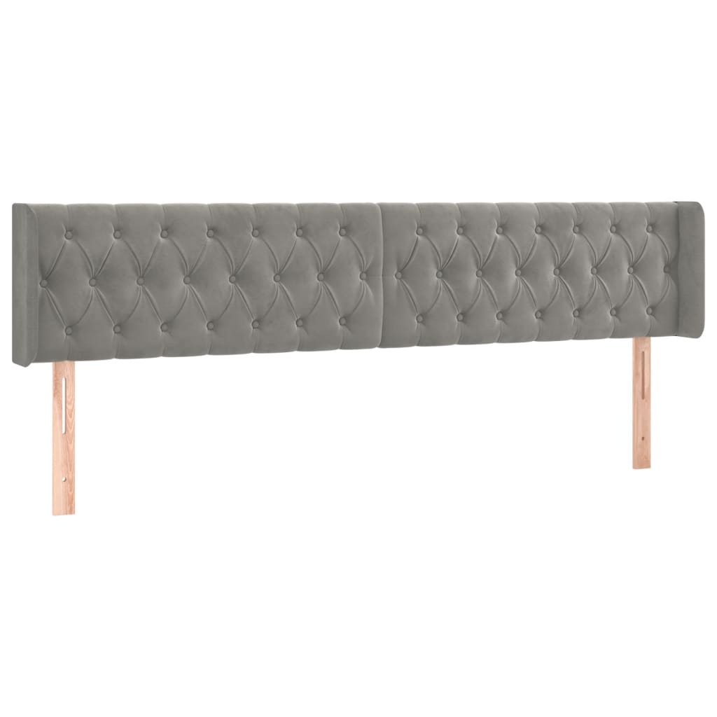 vidaXL Κεφαλάρι Κρεβατιού LED Ανοιχτό Γκρι 183x16x78/88 εκ. Βελούδινο