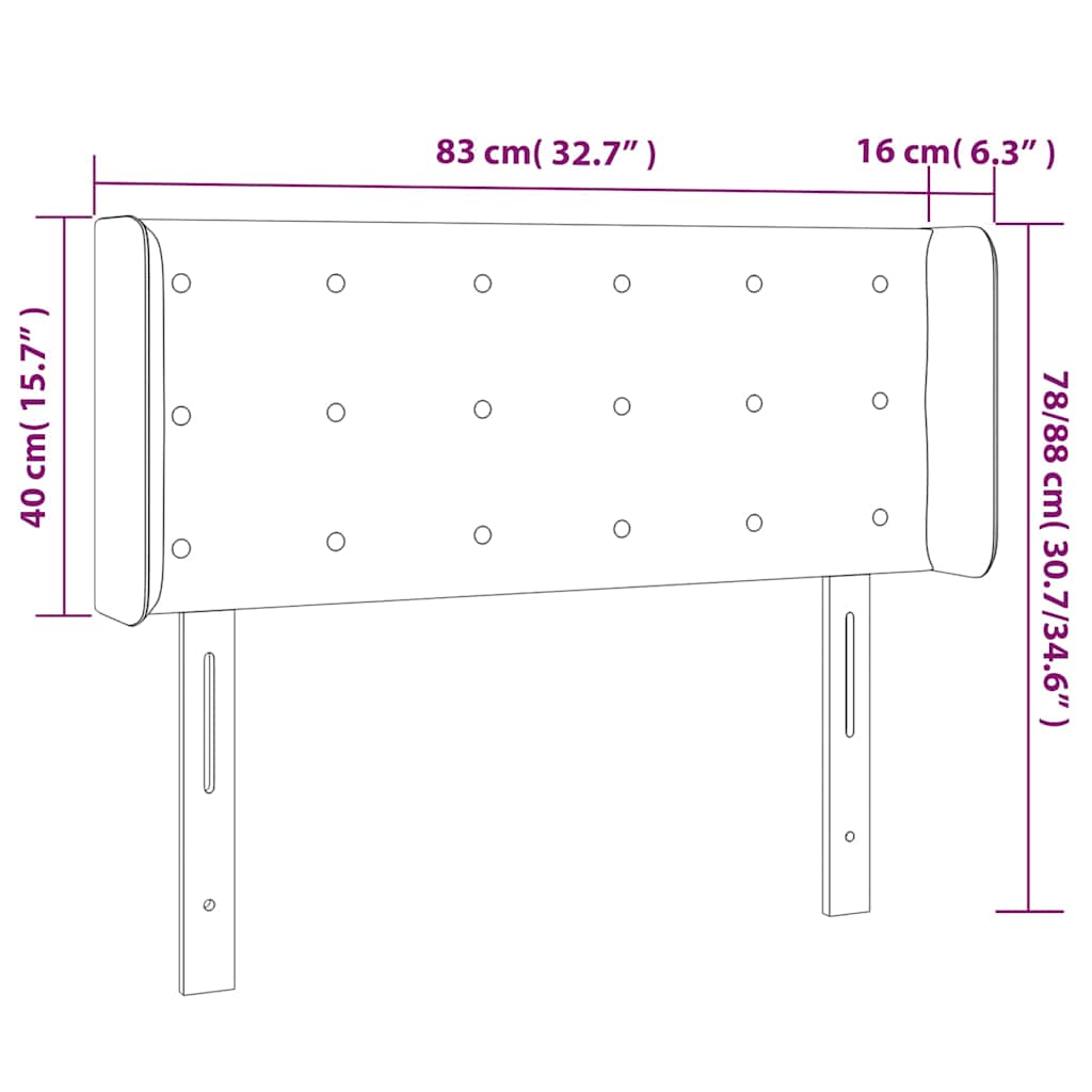 vidaXL Κεφαλάρι Κρεβατιού LED Σκούρο Μπλε 83x16x78/88 εκ. Βελούδινο