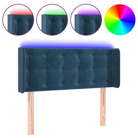 vidaXL Κεφαλάρι Κρεβατιού LED Σκούρο Μπλε 93x16x78/88 εκ. Βελούδινο