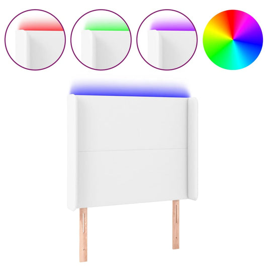 vidaXL Κεφαλάρι Κρεβατιού LED Λευκό 93x16x118/128 εκ. Συνθετ. Δέρμα