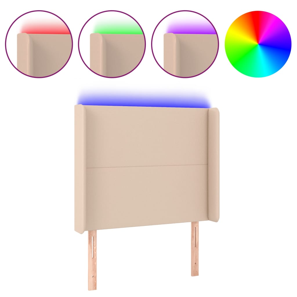 vidaXL Κεφαλάρι Κρεβατιού LED Καπουτσίνο 103x16x118/128 εκ