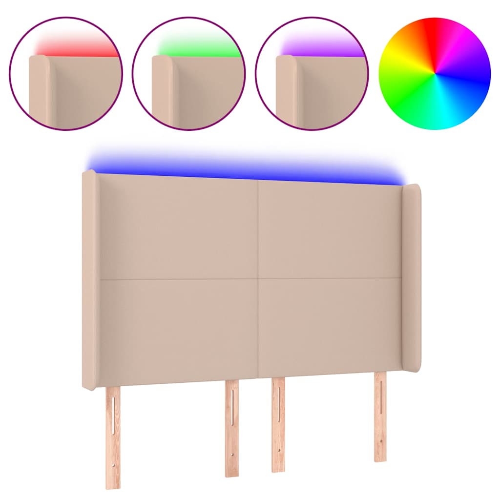 vidaXL Κεφαλάρι Κρεβατιού LED Καπουτσίνο 147x16x118/128 εκ