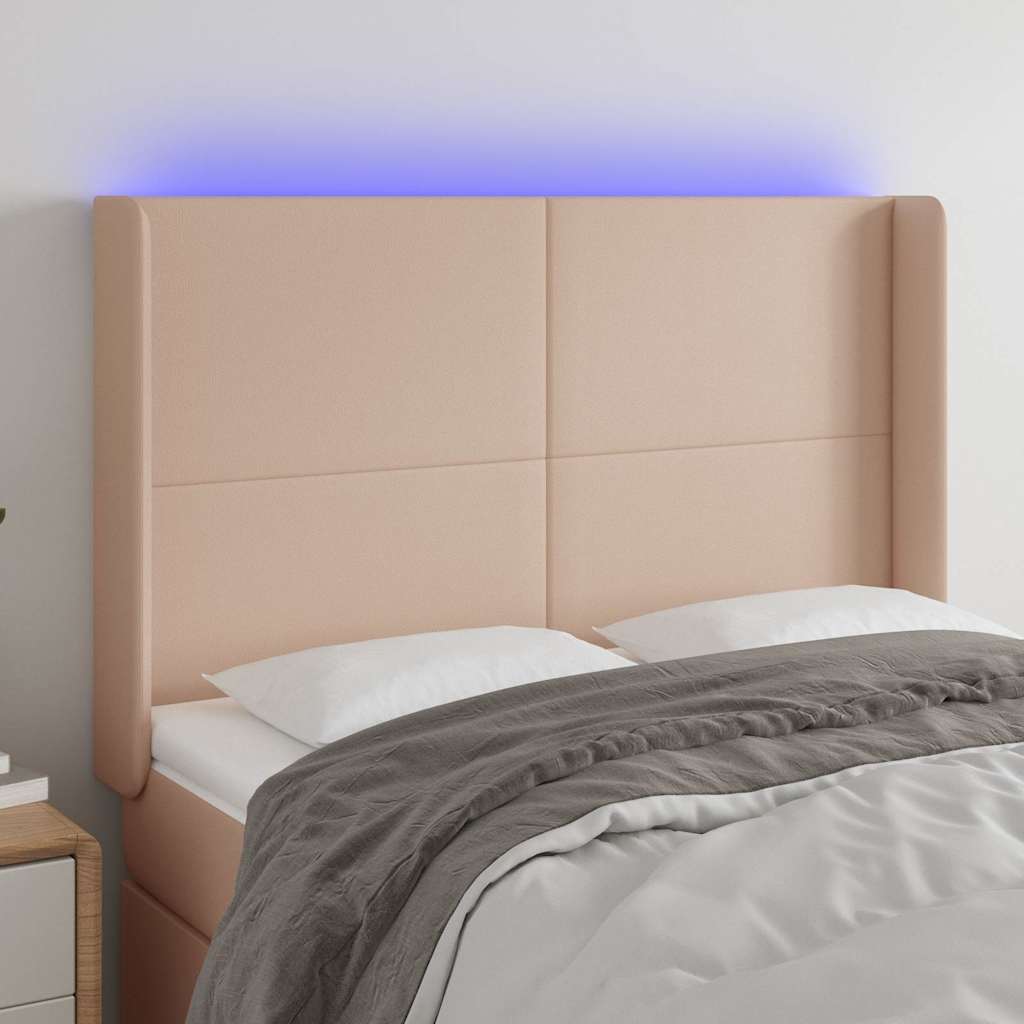 vidaXL Κεφαλάρι Κρεβατιού LED Καπουτσίνο 147x16x118/128 εκ