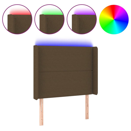vidaXL Κεφαλάρι Κρεβατιού LED Σκούρο Καφέ 83x16x118/128 εκ. Υφασμάτινο