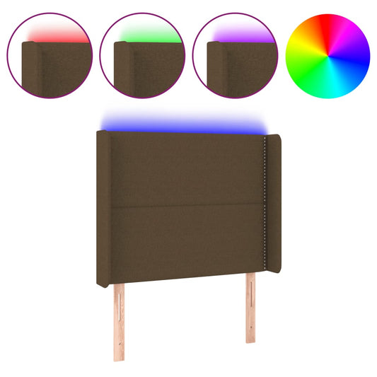 vidaXL Κεφαλάρι Κρεβατιού LED Σκούρο Καφέ 103x16x118/128εκ. Υφασμάτινο