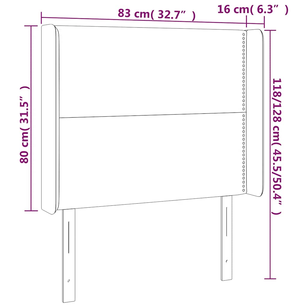 vidaXL Κεφαλάρι Κρεβατιού LED Σκούρο Μπλε 83x16x118/128εκ. Βελούδινο