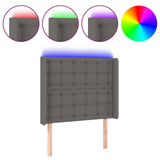 vidaXL Κεφαλάρι Κρεβατιού LED Γκρι 83x16x118/128 εκ. Συνθετ. Δέρμα