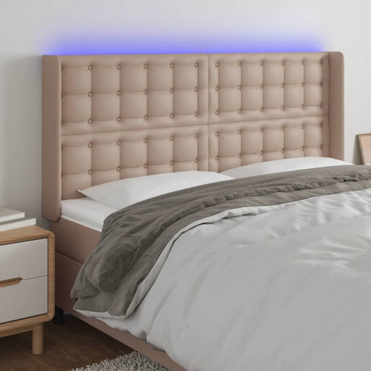 vidaXL Κεφαλάρι Κρεβατιού LED Καπουτσίνο 147x16x118/128 εκ