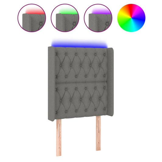 vidaXL Κεφαλάρι Κρεβατιού LED Σκούρο Γκρι 83x16x118/128εκ. Υφασμάτινο