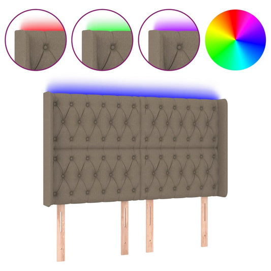 vidaXL Κεφαλάρι Κρεβατιού LED Taupe 147x16x118/128 εκ. Υφασμάτινο