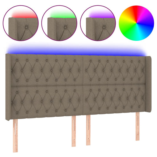 vidaXL Κεφαλάρι Κρεβατιού LED Taupe 183x16x118/128 εκ. Υφασμάτινο