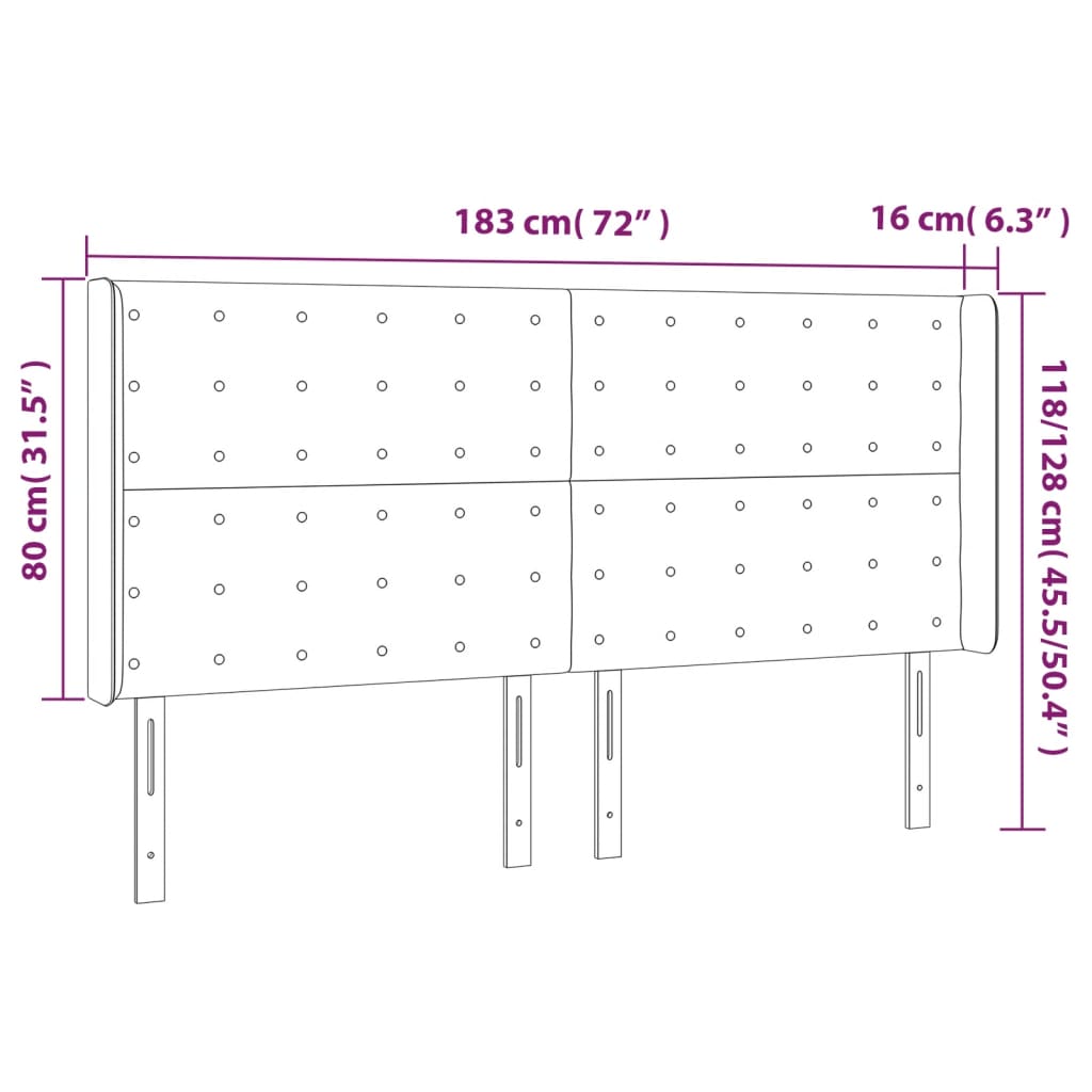vidaXL Κεφαλάρι Κρεβατιού LED Σκούρο Καφέ 183x16x118/128εκ. Υφασμάτινο