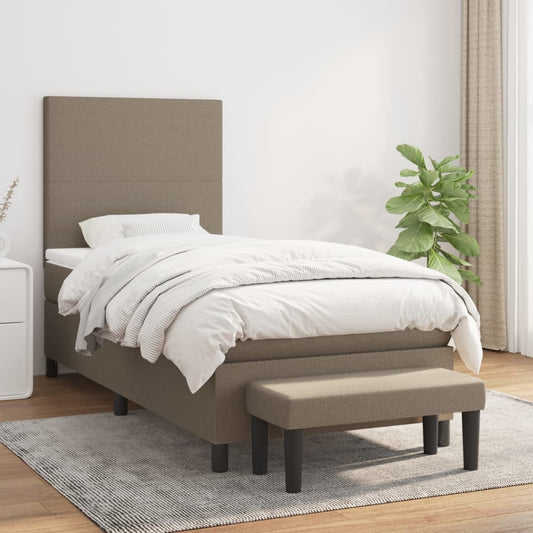 vidaXL Κρεβάτι Boxspring με Στρώμα Taupe 90x200 εκ. Υφασμάτινο