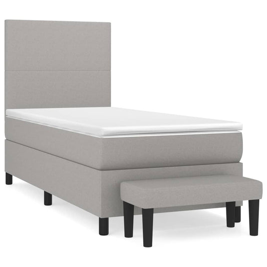 vidaXL Κρεβάτι Boxspring με Στρώμα Ανοιχτό Γκρι 100x200 εκ. Υφασμάτινο