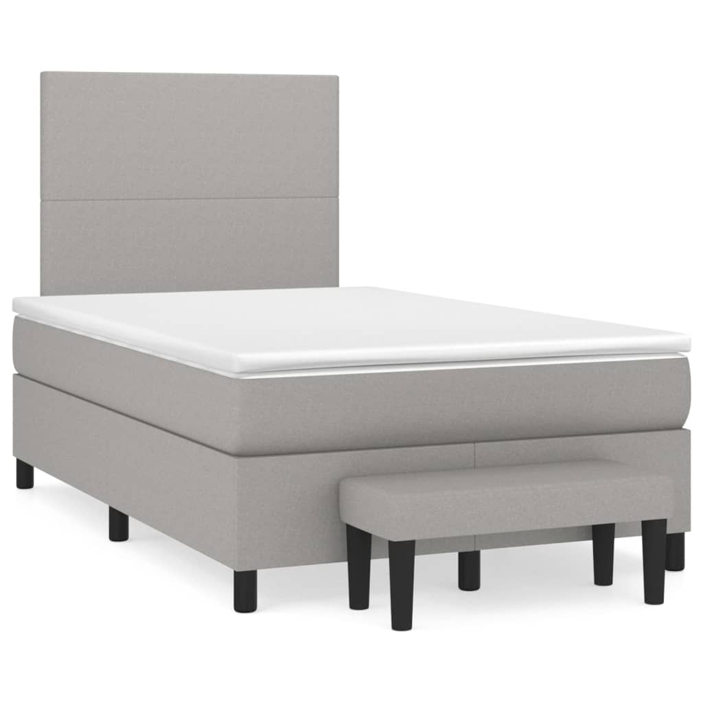vidaXL Κρεβάτι Boxspring με Στρώμα Ανοιχτό Γκρι 120x200 εκ. Υφασμάτινο