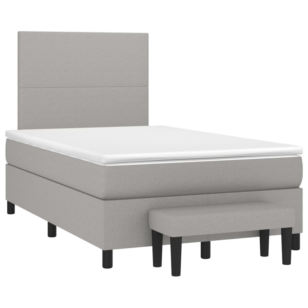 vidaXL Κρεβάτι Boxspring με Στρώμα Ανοιχτό Γκρι 120x200 εκ. Υφασμάτινο