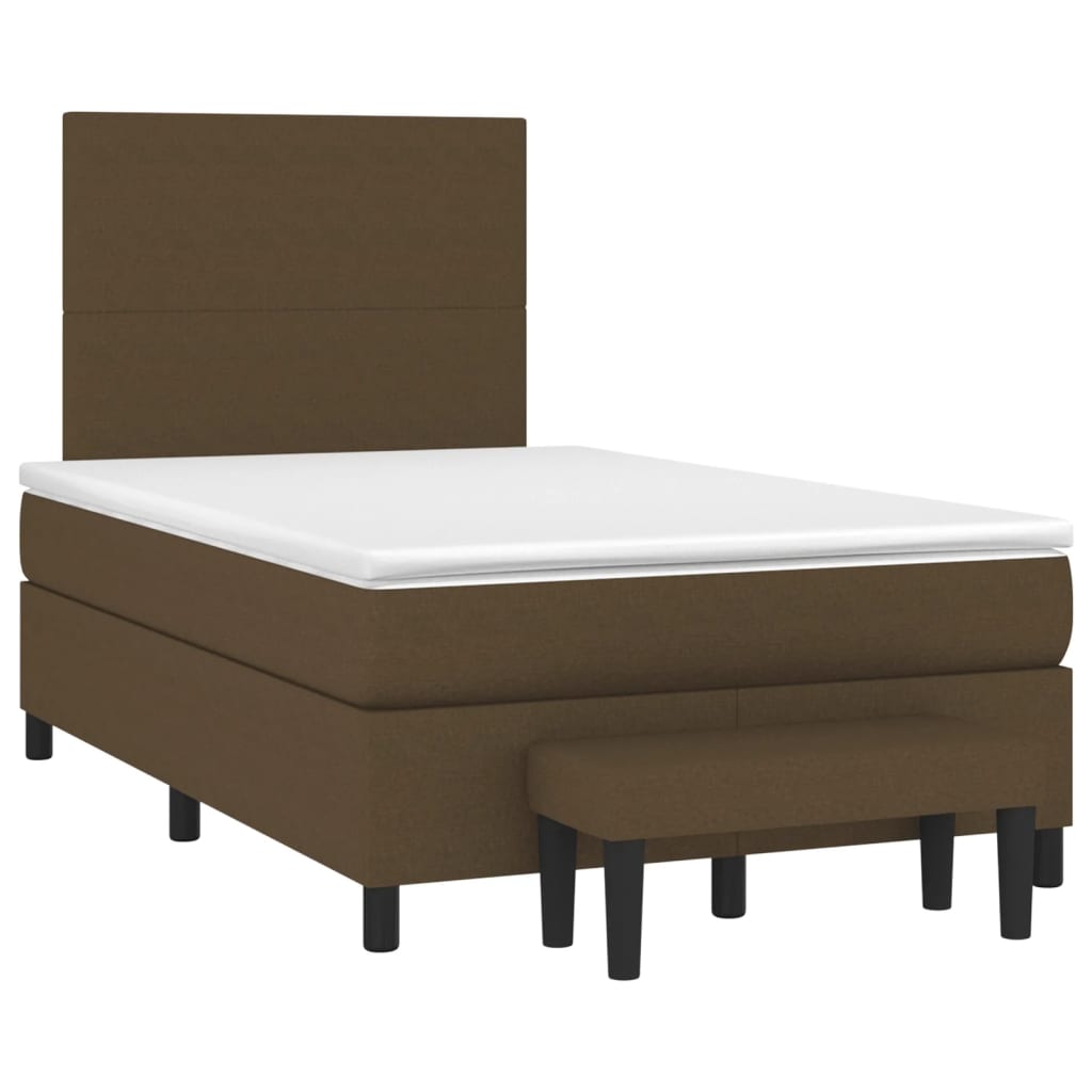 vidaXL Κρεβάτι Boxspring με Στρώμα Σκούρο Καφέ 120x200 εκ. Υφασμάτινο