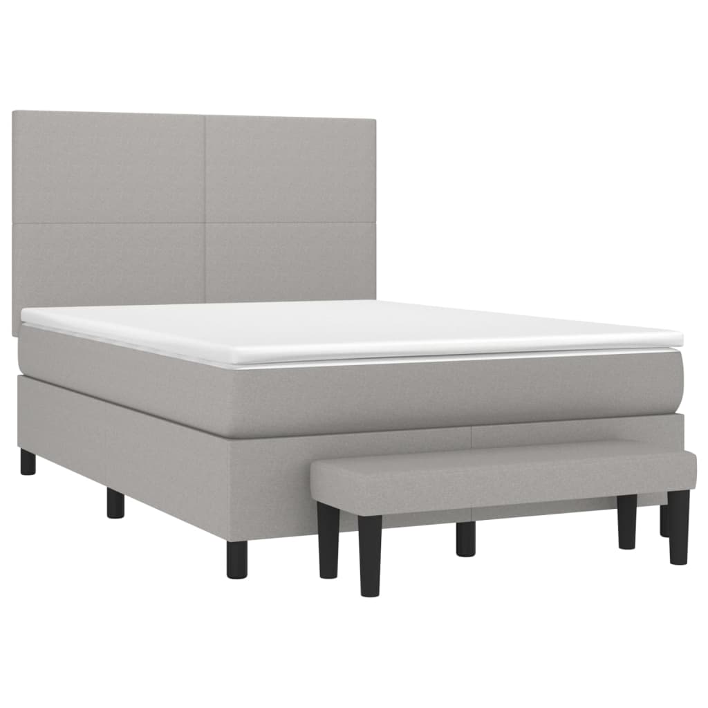 vidaXL Κρεβάτι Boxspring με Στρώμα Ανοιχτό Γκρι 140x190 εκ. Υφασμάτινο