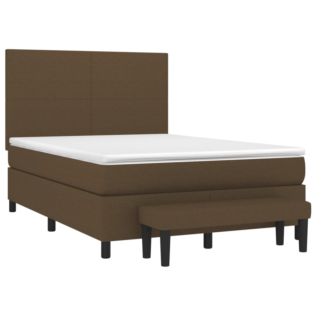 vidaXL Κρεβάτι Boxspring με Στρώμα Σκούρο Καφέ 140x190 εκ. Υφασμάτινο