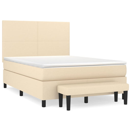 vidaXL Κρεβάτι Boxspring με Στρώμα Κρεμ 140x190 εκ. Υφασμάτινο