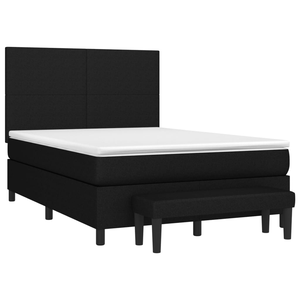 vidaXL Κρεβάτι Boxspring με Στρώμα Μαύρο 140x200 εκ. Υφασμάτινο