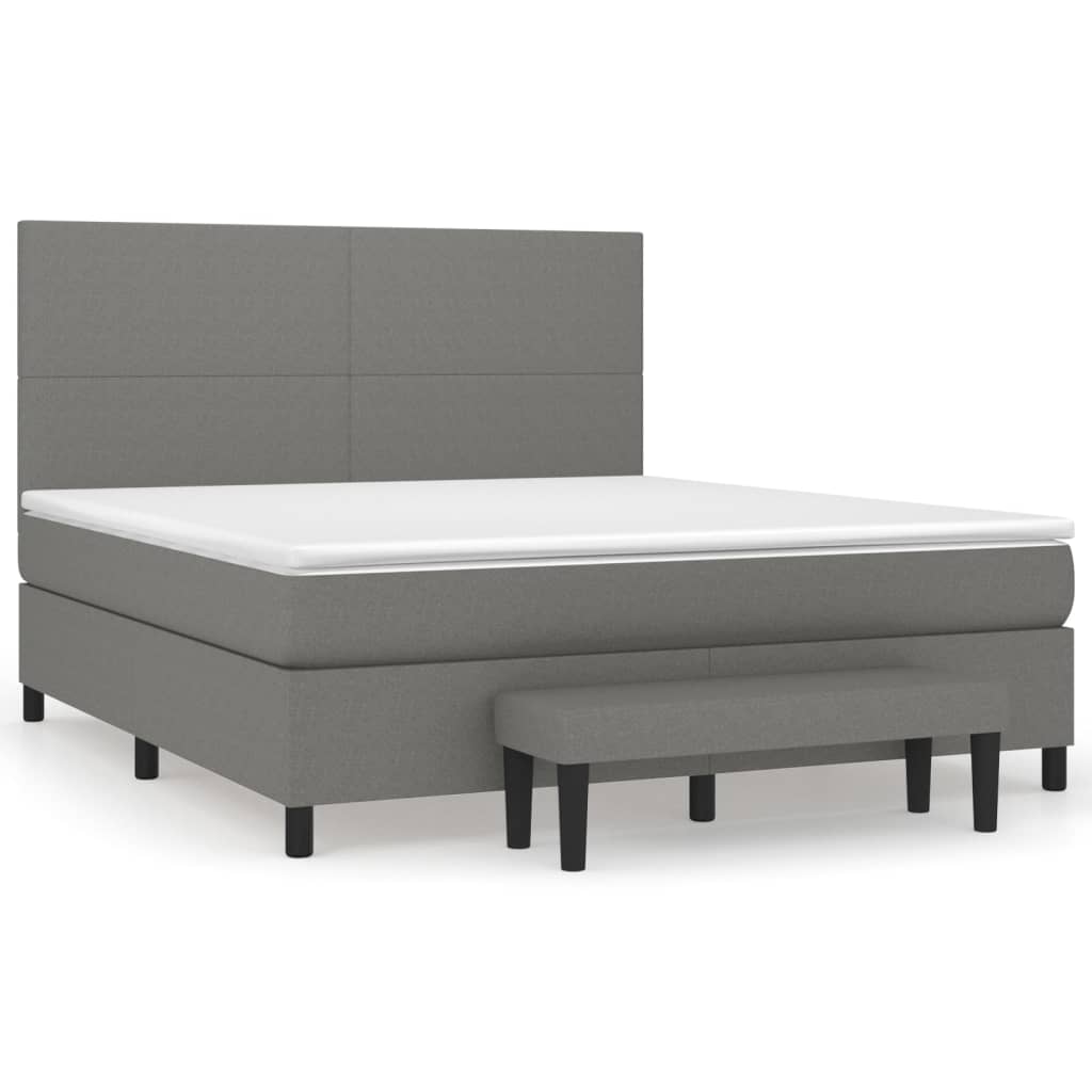 vidaXL Κρεβάτι Boxspring με Στρώμα Σκούρο Γκρι 160x200 εκ Υφασμάτινο