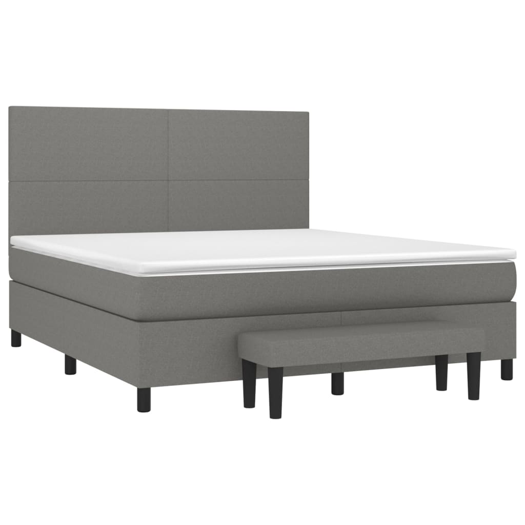 vidaXL Κρεβάτι Boxspring με Στρώμα Σκούρο Γκρι 160x200 εκ Υφασμάτινο