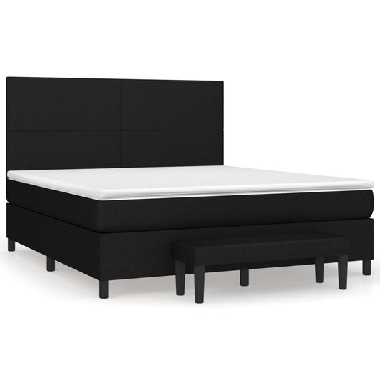 vidaXL Κρεβάτι Boxspring με Στρώμα Μαύρο 160x200 εκ. Υφασμάτινο