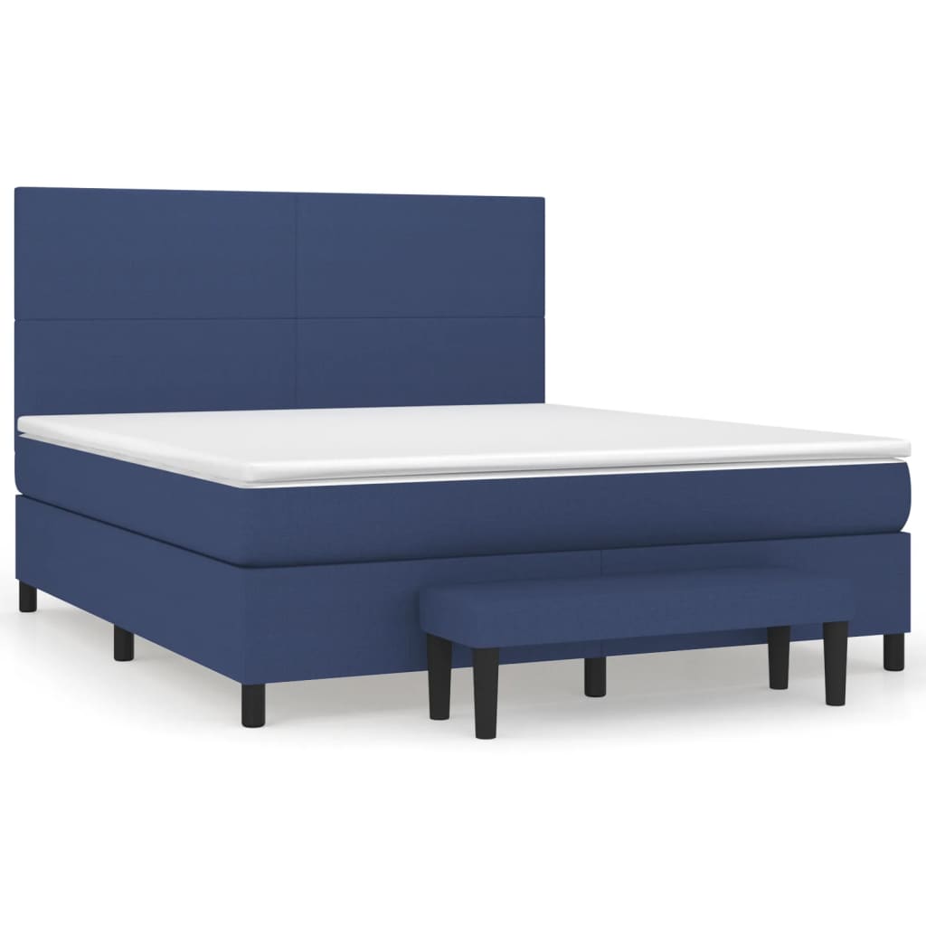 vidaXL Κρεβάτι Boxspring με Στρώμα Μπλε 160x200 εκ. Υφασμάτινο