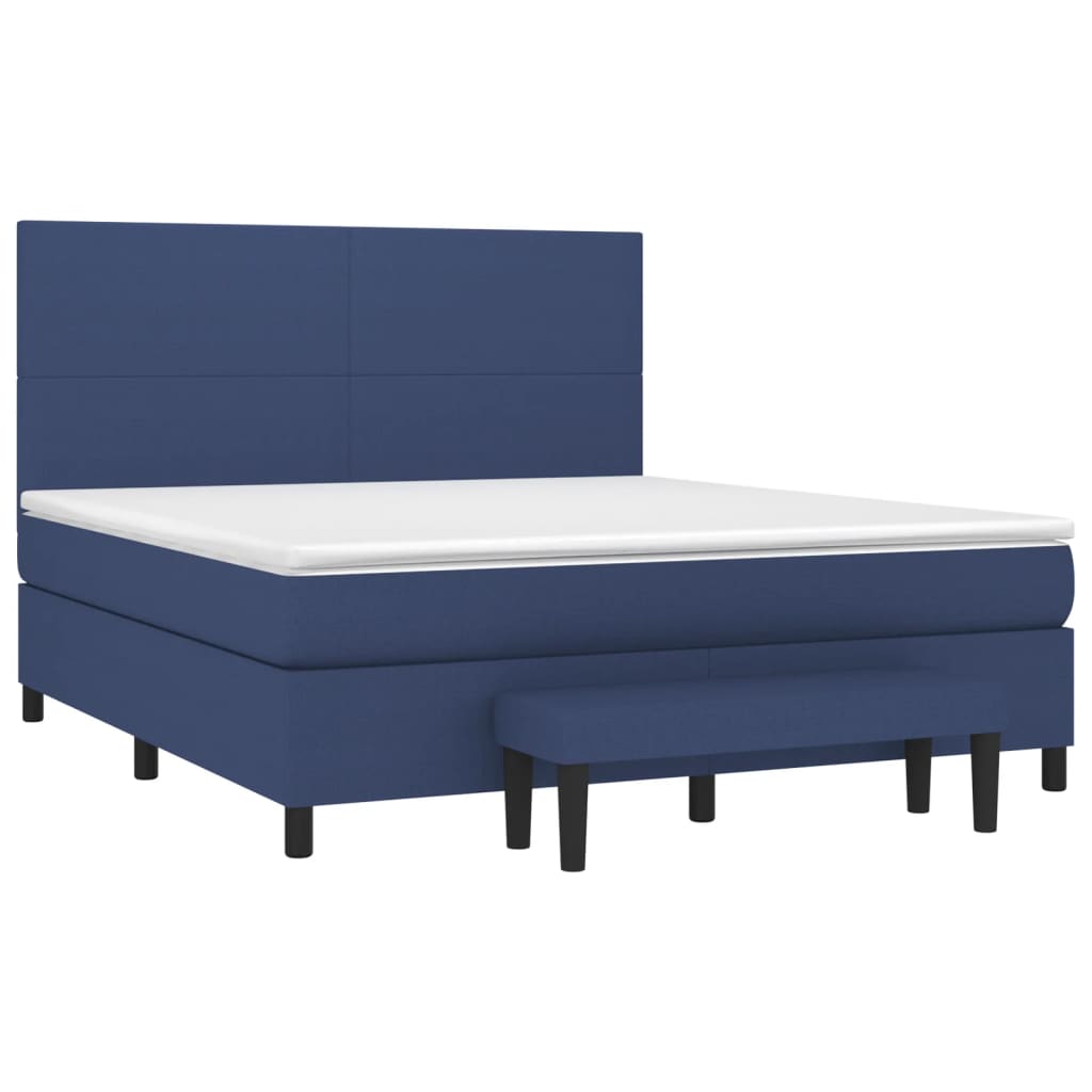 vidaXL Κρεβάτι Boxspring με Στρώμα Μπλε 160x200 εκ. Υφασμάτινο