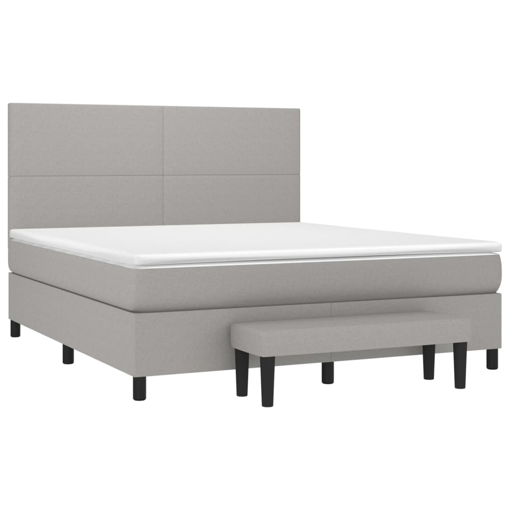 vidaXL Κρεβάτι Boxspring με Στρώμα Ανοιχτό Γκρι 180x200 εκ. Υφασμάτινο